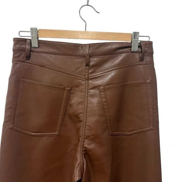 NWT Wilfred Pants Melina Crop Cognac Brown Faux Leather Sz. 8 - Picture 7 of 14